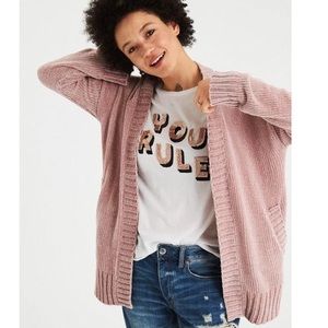 ae oversized chenille cardigan